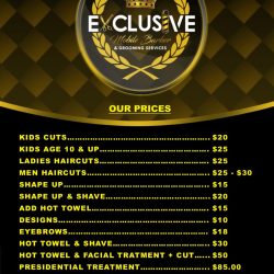 Exclusive Mobile Barber Pricelist